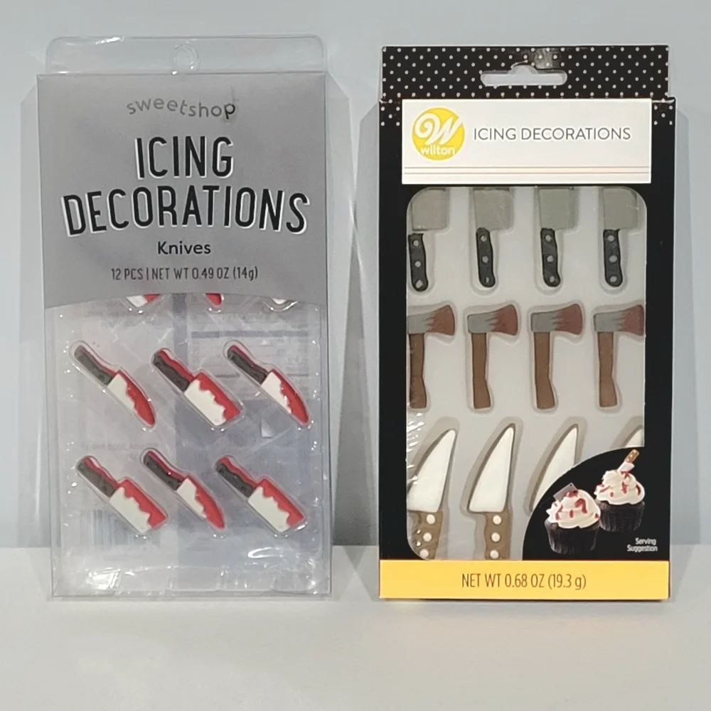 2 Packs! Candy HALLOWEEN ICING DECORATIONS 12 Pc Knives Sugar Edible